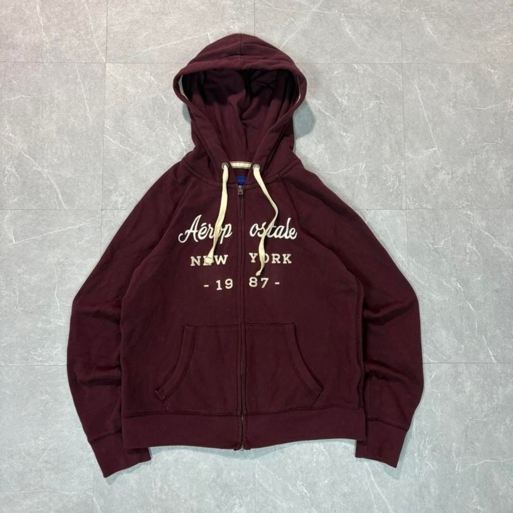 Burgundy Aeropostale hoodie with embroidered logo
